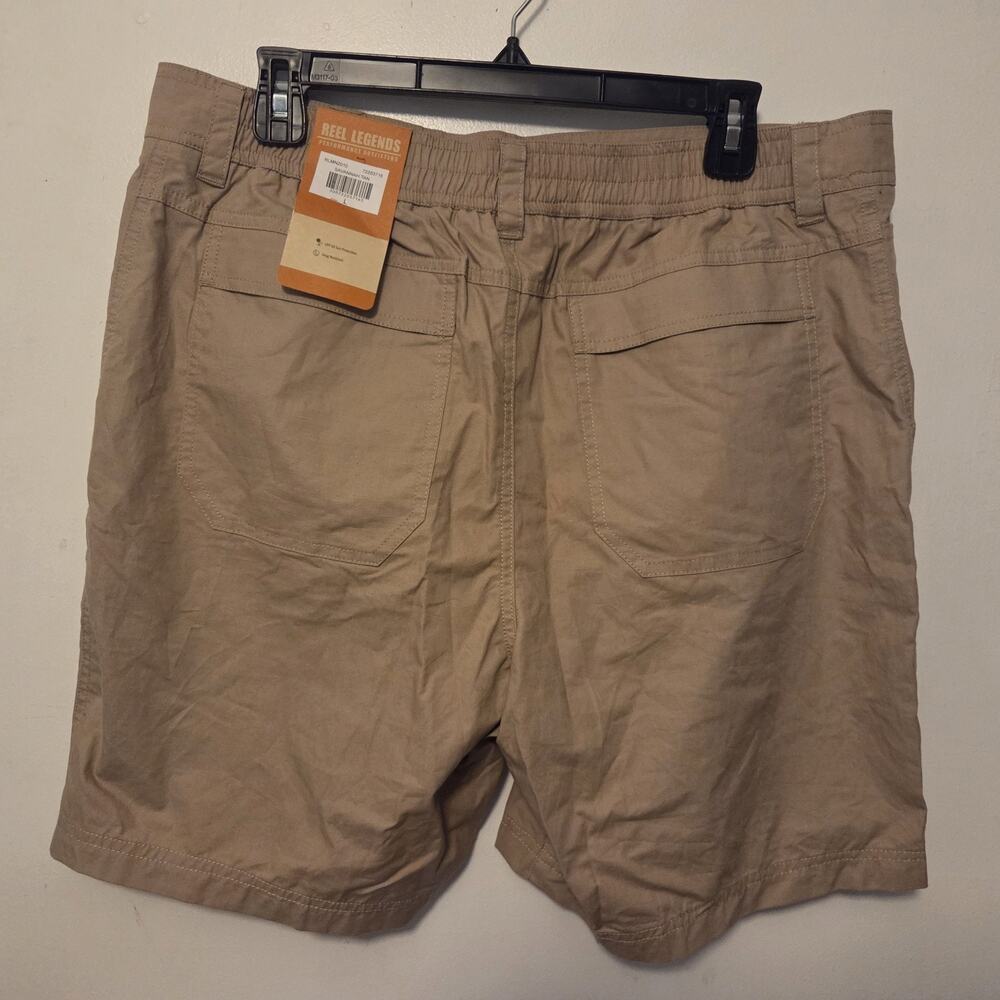 REEL LEGENDS Mens L Savannah Tan Shorts 8" Inseam UPF 50 Snag Resistant Fishing